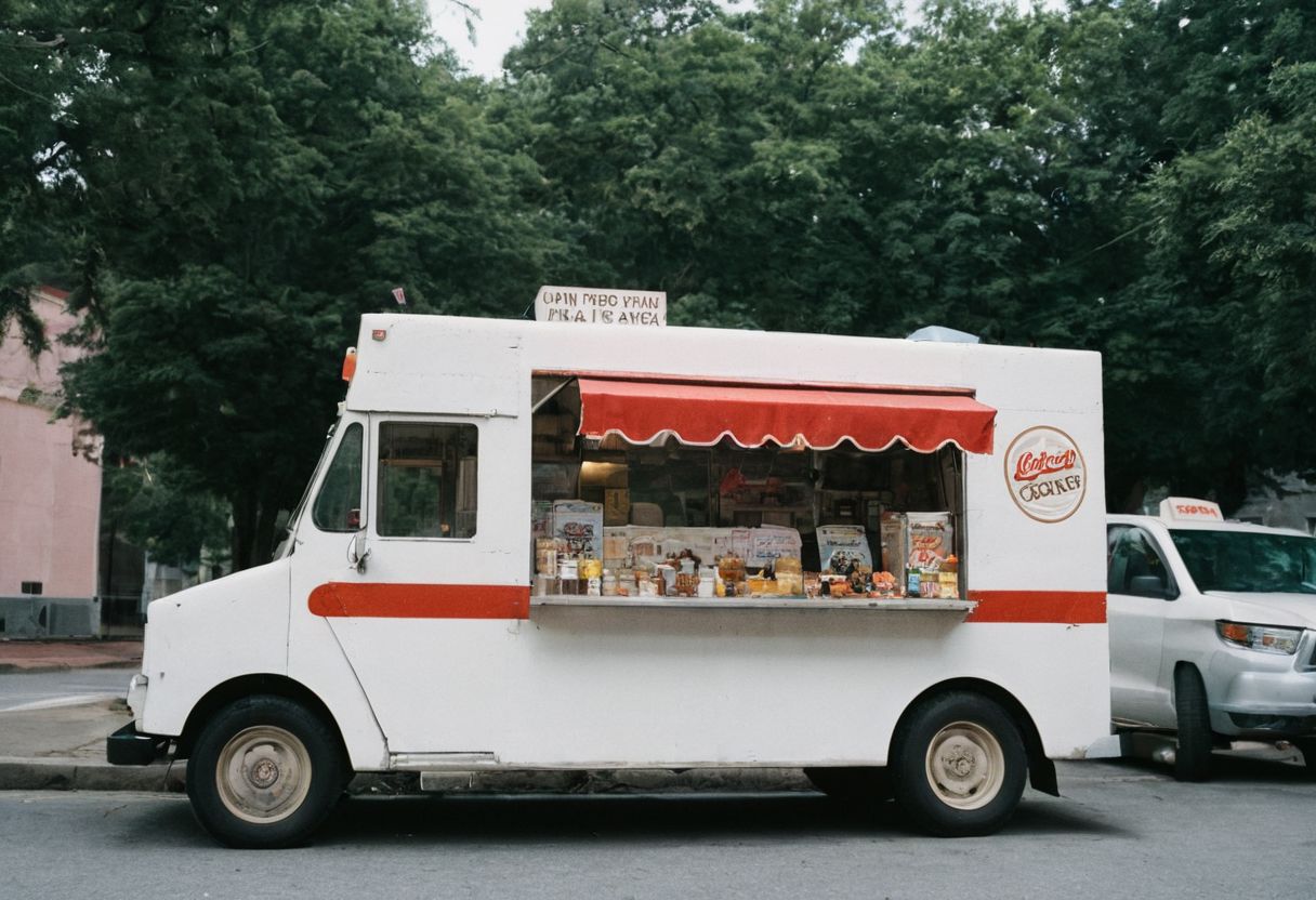 leica m3, 35mm Voigtlander lens, Portra 160/400, photo of a icecream truck in Columbia,  high resolution, high contrast, natural  sunlight