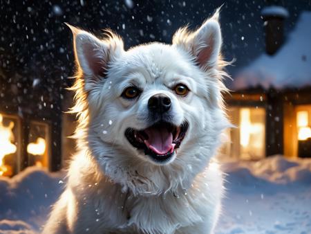 style by (Clay Mann:2.5),unique realistic,full grown photo, (fluffy cute snow-alapaca puppy:1.8) phantasmagoria, Christmas Night Atmosphere,Dynamic Angle,Dramatic Lighting,strom-snowfall detailed winter masterpice,digital painting,<lora:add-detail-xl:1.4>, windy epic polar,perfect freckles face,dirty fantasy,(luminous yellow eye),professional make-up,mesmerise 1female selfie, ,Huge Detailed Scene inspired by the catwoman <lora:xl_more_art-full_v1:0.95>