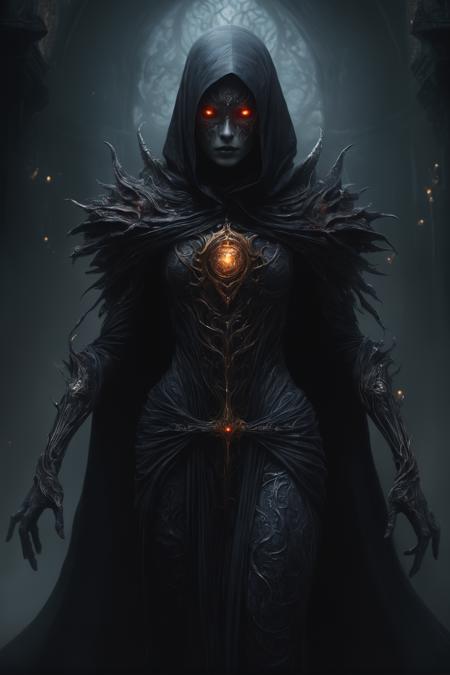 gothic style breathtaking concept art Dark Fantasy Art, masterpiece, best quality, highly detailed, (photorealistic:1.4), (full body shot), (full body view), 1girl, mature adult, collar, close-up, arabic, hugged by a monster with glowing eyes, art by agnes cecile and agostino arrivabene and alberto dros, dark, moody, dark fantasy style . digital artwork, illustrative, painterly, matte painting, highly detailed . award-winning, professional, highly detailed . dark, mysterious, haunting, dramatic, ornate, detailed