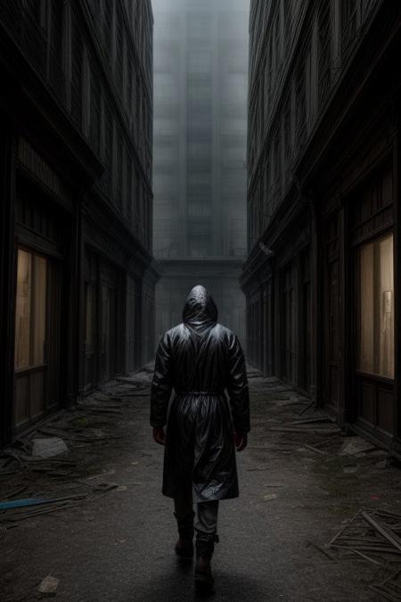 Quarantine Zone of a Plague: Abandoned streets, quarantined individuals, and the desperate search for a cure.