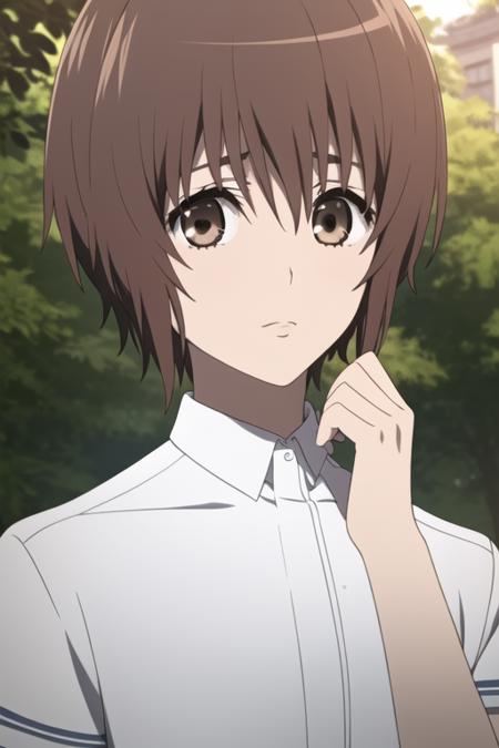 mochizuki_yuuya brown hair brown eyes bangs school uniform white shirt