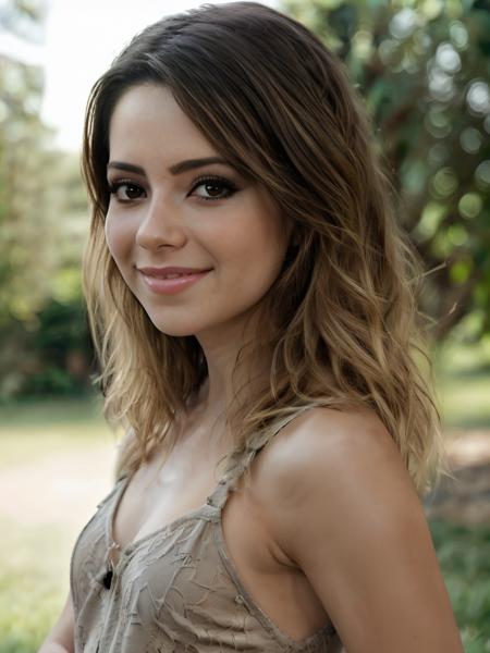 1girl, face, realistic,  <lora:Sandy Lima:0.85>, peace pose, sunlight in the background
