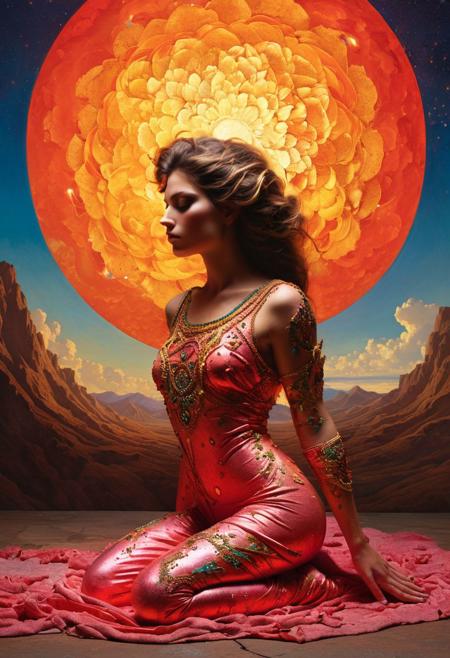 Persian color palette , Persian art, Persian girl, Persian, Iranian, Iran,(art by Ivan Pokhitonov and Nikolai Triik and Maxfield Parrish:1.2), ( award winning, (aesthetic of abstract landscape with wailing atmosphere:0.1), depth peeling, clear scene, f/16, symmetry and balance, hyperrealistic, intricate abstract, intricate artwork, abstract style, otherworldly, mesmerizing parallel dimension, gravity defies logic, abstract masterpiece, interplay of floating objects, distorted silhouettes, vivid hues, ethereal light, highly detailed,,,Leica Q2 with Summilux 35mm f/1.2 ASPH(Francis Drake : 1,2) ((best quality)), (artistic photography by Philippe Halsman and Ara Gler:1.2), (bubblegumpink and striped colors:0.1), <lora:MJ52:0.65>
, modelshoot, pose, , (award winning photo macro shot of a beautiful young woman lying , , dynamic lighting, cinematic still, pale skin, screencap, 100mm f/2.8 macro lens, on the knees)(art by Ivan Pokhitonov and Nikolai Triik and Maxfield Parrish:1.2), (electricity and disembodied atmosphere, urban decay with neon accents, aesthetic of medieval art:0.1), 
 battle stancevibrant,  , highly detailed,byJocelyn Hobbie and Charles Dwyer, Triadic color guide,Leica Q2 with Summilux 28mm f/1.7 ASPH, ,clear face, Ultra High Resolution,