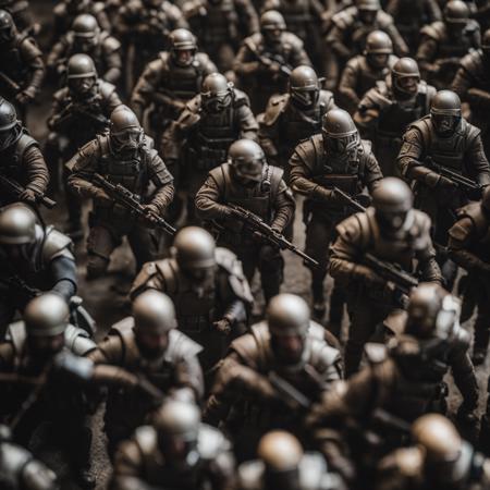 photo AscendentSoldiers style a couple of action figures standing next to each other, 8k, cinematic, detail, 8k, cinematic, detail, grimdark