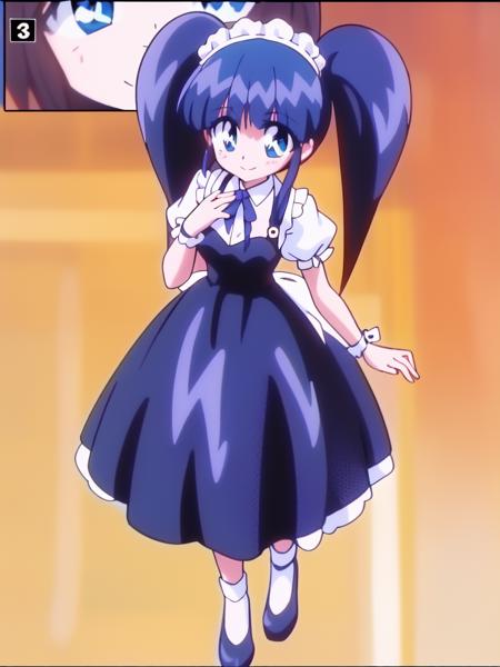 <lora:Shogonoidokozue:0.8> Shogonoidokozue, blue hair, small breasts, blue eyes, smile, happy, full body, 
Gothic Maid, cafe, tea,
1990s \(style\), anime, anime_screencap, animated gif, mp4 ,video, animated, 
masterpiece, high quality, very_high_resolution, large_filesize, full color,