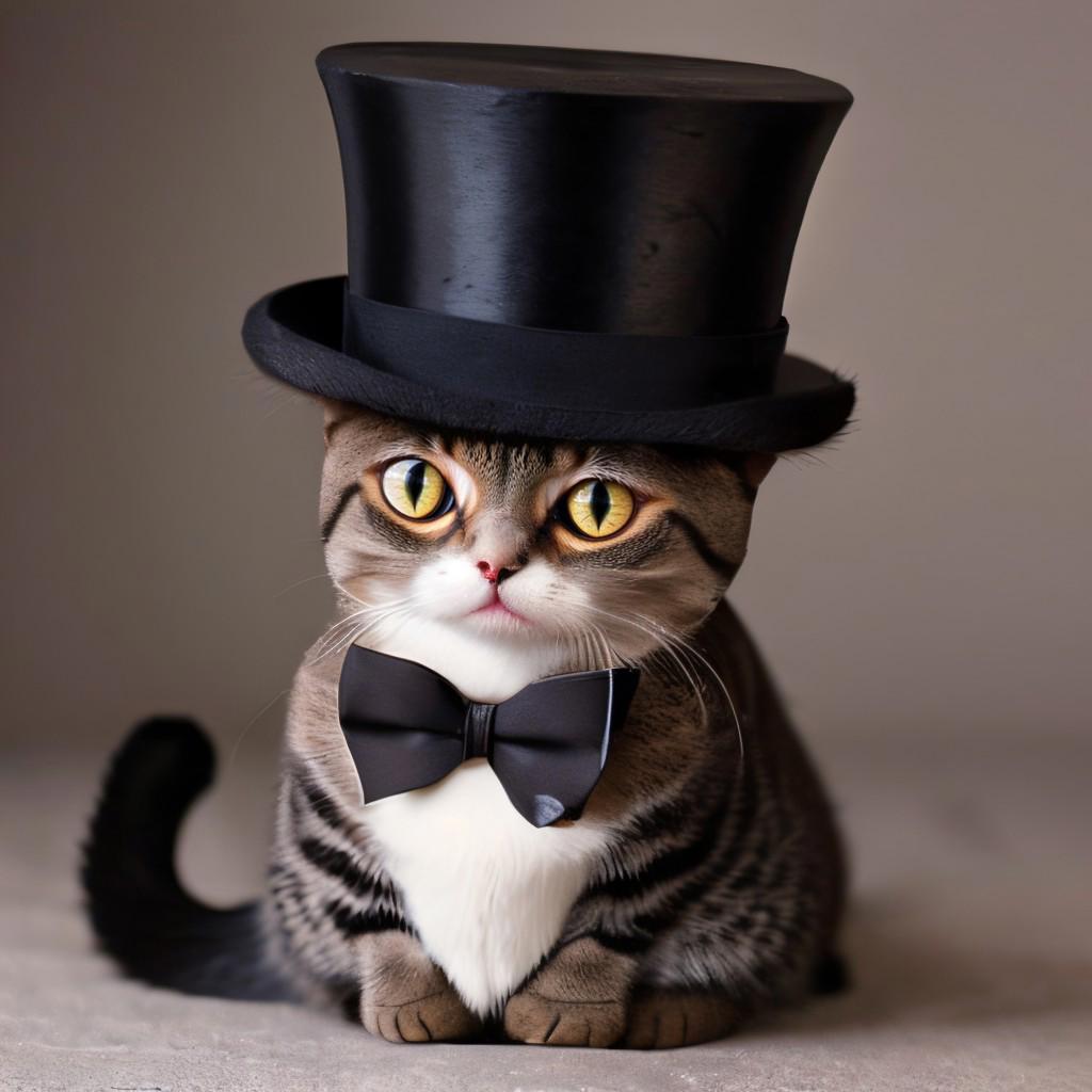 cute animal cat with tophat, <lora:TopHatConcept:0.7>