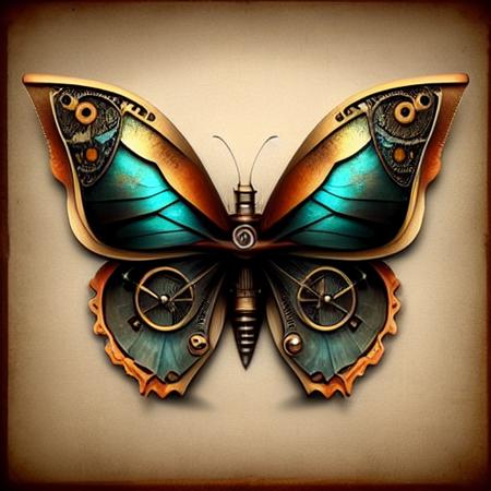 a butterfly steampunk style, <lora:ButterflyAI-000006:1>