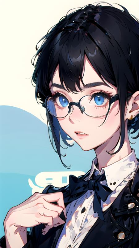 Hime_Fukushima, Black Hair, glasses, short hair<lora:Hime_v1-01:1><lora:Hime_v1-01:1>