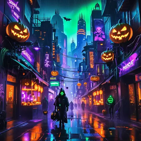 🎃Halloween🎃 X 🩻Cyberpunk🩻concept lora  [FLUX+xl+pony]