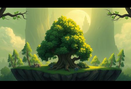 detailmaximizer,gaming, 2d plateformer game,extreme detailed, forest, tree,2d
