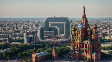 (masterpiece),(high quality), best quality, real,(realistic), super detailed, (full detail),(4k),, , epic realistic cinematic photo of St. Basil's Cathedral with city landscape background  , cinematic mood