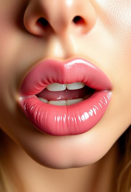 Lips kiss, glossy pink lips. Bimbo pov