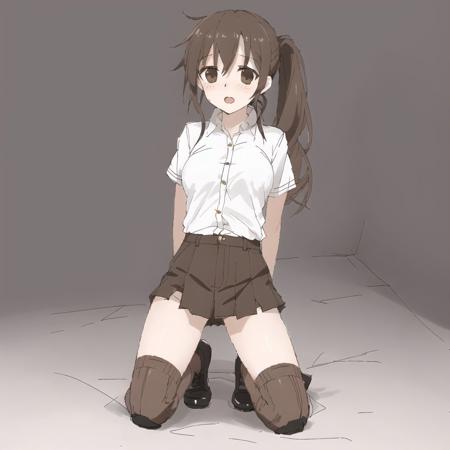 <lora:avas_jun_07-03--tsukumizu_yuu_005-095--ham_rifl_09-01:1>, 

blush, brown eyes, kneehighs, kneeling, long hair, open mouth, ponytail, socks