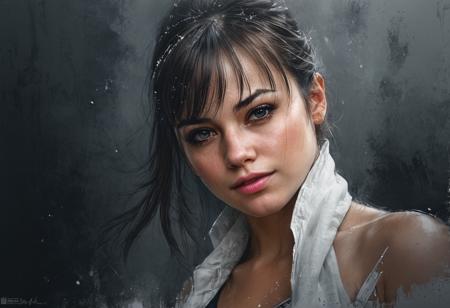 Portrait, close-up, Masterpiece, best quality, half body, only one very beautiful French woman in fashion design Clothes, ink painting style, landmark Notre Dame Cathedral, perfect poses, soft colors, smooth strokes, low angle, ink painting in the style of such artists, Style by Gabriele Dell'otto, AI Midjourney, bright saturated colors, paints, Darek Zabrocki, Russ Mills, Antonio Mora, Benedick Bana, Sakimichan, Loish,Movie Poster