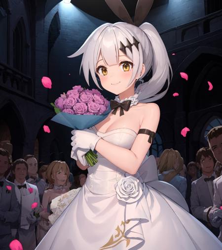 fiveseven, (fivesevenwedding:1), (wedding, crowd:1.2), holding bouquet, smile
<lora:FiveSeven:.6> <lora:FiveSevenWedding_Costume:1>