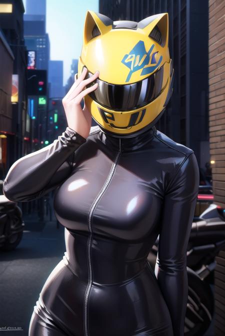 celtysturluson, <lora:celty sturluson s1-lora-nochekaiser:1>,
celty sturluson, animal ears, cat ears, bodysuit, helmet, ground vehicle, skin tight, motor vehicle, black bodysuit, motorcycle, (motorcycle helmet:1.5),
BREAK ,
BREAK outdoors, city, night, sky, starry sky, moon,
BREAK looking at viewer, (cowboy shot:1.5),
BREAK <lyco:GoodHands-beta2:1>, (masterpiece:1.2), best quality, high resolution, unity 8k wallpaper, (illustration:0.8), (beautiful detailed eyes:1.6), extremely detailed face, perfect lighting, extremely detailed CG, (perfect hands, perfect anatomy),