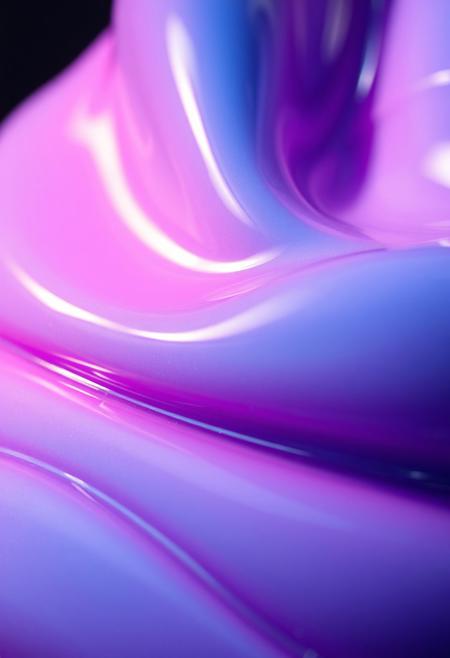 A close-up of glossy, vibrant slime being slowly squeezed and stretched, shimmering light reflections shifting across its surface, creating a calming and satisfying tactile atmosphere, the camera is stationary.