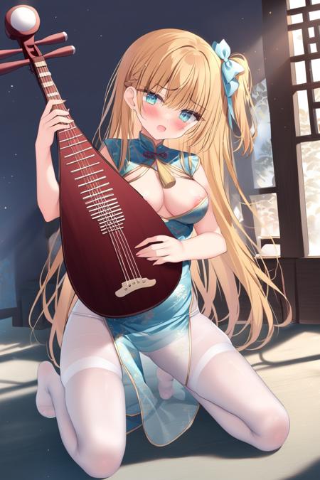 playing instrument pipa \(instrument\) lute \(instrument\)