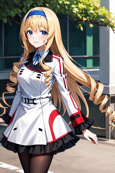 The cosplay of the uniform of Charlotte in Infinite Stratos