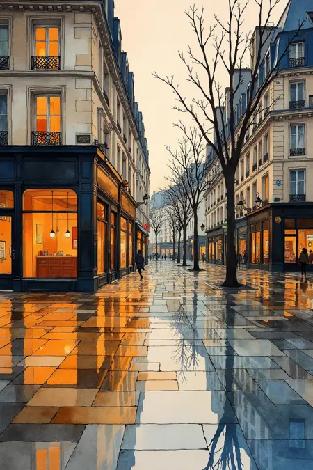 DL_Rainy Night Street Scene Drawing_Generation Of Diverse Styles