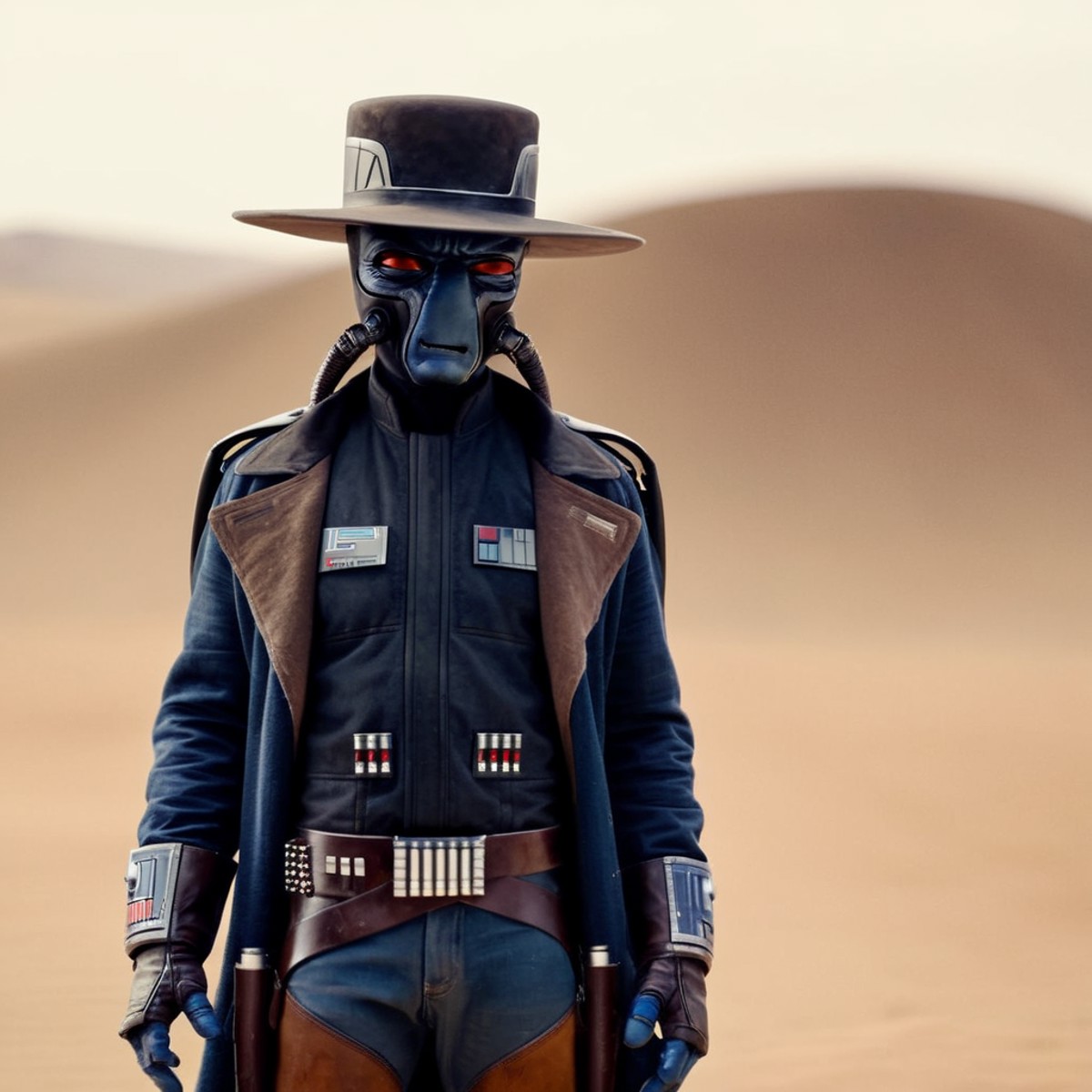 cinematic film still of  <lora:Cad Bane v2:1.2>
Cad Bane a blue skin big red eyes wild west creature with breathing tubes ...
