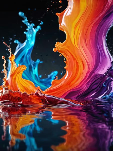 Liquid colors, water color with beautiful reflection. Liquid energy, waves, world material, universe matter, vibrant colors. Texture, abstract, Photo realistic, concept art, illustration, background