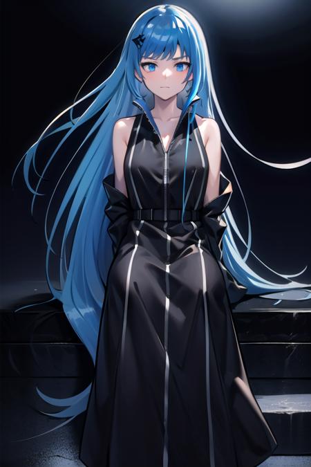 BluebellReborn Black clothes blue clips in hair blue hair