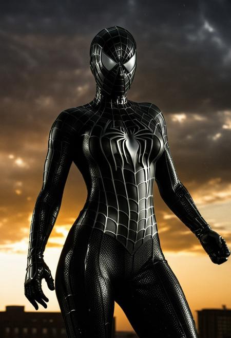 score_9, score_8_up, score_7_up, best quality, realistic, masterpiece, beautiful detail, hyperrealistic, afternoon sky, ((1girl, woman body, big breasts)), amazing detailed full body portrait of a beautiful girl, wearing a realistic and highly detailed black raimi spider-man suit, ((huge muscular girl)), ((wears black spiderman mask)), professional model wears ultra - detailed black raimi spider - man suit, ultra - detailed and grained black raimi spiderman suit, suit covered entire body and hand, black spiderman gloves, wet, (cute dance pose), (full body), (dirty skin), octane render, highly detailed, volumetric, dramatic lighting, (highest quality:1.1), (HDR:1.3), (top quality, best quality), realistic, high definition,