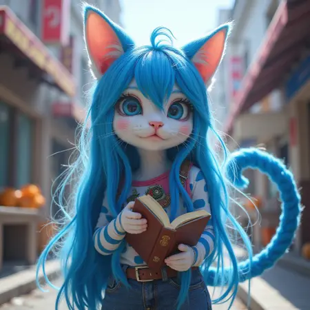 Lora with blue hair to add details