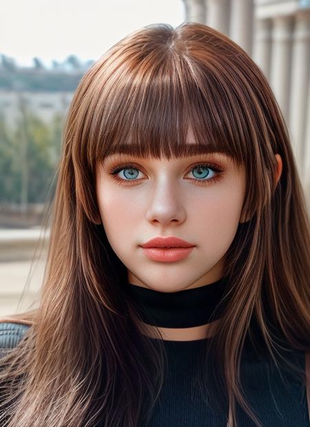 portrait of skswoman, curious , wearing leggings , with Wispy bangs , background jewish temple epic (photo, studio lighting, hard light, sony a7, 50 mm, matte skin, pores, colors, hyperdetailed, hyperrealistic), <lyco:Zianra Nicolaevna Kudryasheva:1.2>