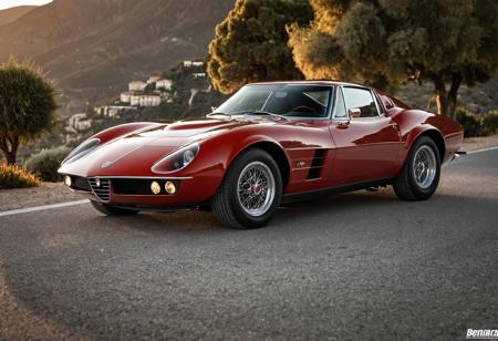 cinematic photo a red sports car is parked on the side of the road, de tomaso, alfa romeo project car, the car is corvette c2 1969, classic car magazine, italian masterpieces, alpine, cheetah, private collection, inspired by Bernardo Cavallino, sportcar, corvette c2 1969, long tail, automotive photography,, <lora:Art Brenner CLIP:1>,Art Brenner, . 35mm photograph, film, bokeh, professional, 4k, highly detailed