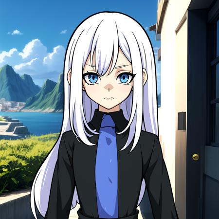 (masterpiece:1.2, best quality) ygoDTandDLstyle, 1girl, white hair, long hair, blue eyes, gothic outfit <lora:ygodl-000006:0.95>