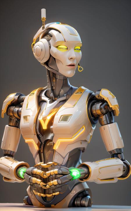 Cubist artwork ((bright neon colors)), (top-quality, 8K, masterpiece:1.3) A photo of a sleek, humanoid robot, playing a musical instrument, wearing a stylish jacket, on a modern stage taken with a prime lens highly detailed, detailed skin, dramatic spotlighting <lora:IvoryGoldAIv2:1> ivory gold . Geometric shapes, abstract, innovative, revolutionary