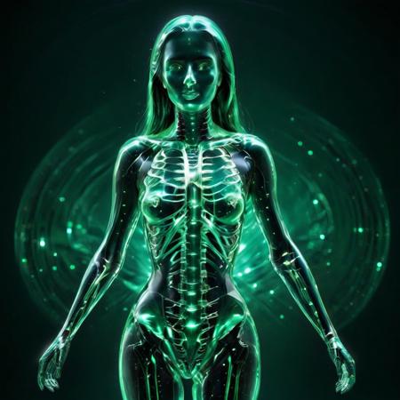 Masterpiece,absurd resolution,high quality,8k, TranslucentVisibility, 1girl, looking at viewer, parted lips, long hair, hologram, x-ray, see-through body, translucent skin, skeleton, emerald skeleton,  glowing skin, chiaroscuro, depth of field, science fiction, <lora:translucent_Xl:0.8>
score_9, score_8_up, score_8_up, masterpiece,super detailed face, super high resolution, FaceDetail, masterpiece-level, highly detailed, intricate details, detailed background, complex background, cinematic, intricately detailed illustration, depth of field, masterpiece, best quality, amazing quality, very aesthetic, absurdres, newest, very awa, shadow,