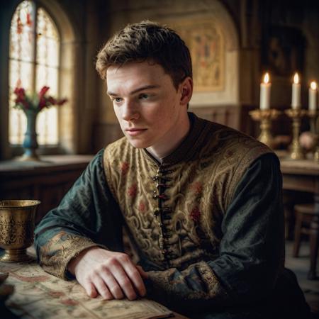 highly detailed candid photo of servant (male), 


solo, short hair, black hair, long sleeves, 1boy, vase, table, indoors, male focus, sitting, closed mouth, blurry background, (medieval parlor:1.3)

depth of field, blurry background,

masterpiece, best quality:1.1, 

ultra photoreal,
photorealistic:1.0, 
depth of field:1.1, 
(edge lighting:1.2),
(shadow play:1.2),

as photographed by Nathan Wirth
