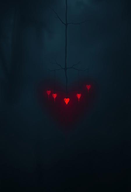 Heart, dark environment, gothic style, mist,