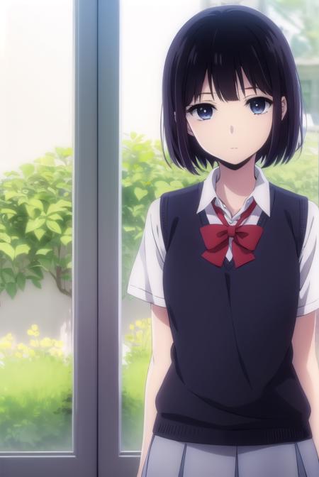 hanabiyasuraoka, <lora:hanabi yasuraoka s1-lora-nochekaiser:1>,
hanabi yasuraoka, short hair, black hair, (black eyes:1.5),
BREAK skirt, bow, school uniform, shoes, socks, bowtie, kneehighs, sweater vest,
BREAK indoors, classroom,
BREAK looking at viewer, (cowboy shot:1.5),
BREAK <lyco:GoodHands-beta2:1>, (masterpiece:1.2), best quality, high resolution, unity 8k wallpaper, (illustration:0.8), (beautiful detailed eyes:1.6), extremely detailed face, perfect lighting, extremely detailed CG, (perfect hands, perfect anatomy),