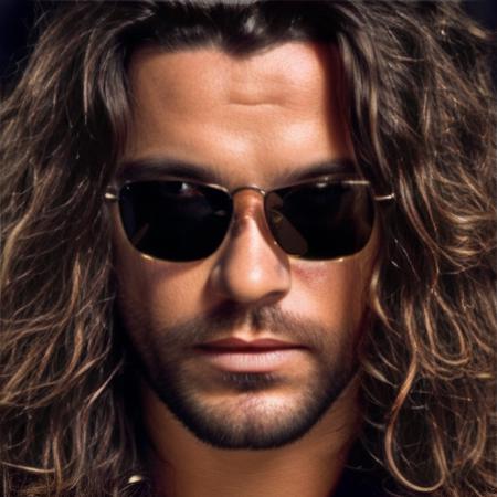 portrait photo of man with a dark glasses, detailed face, long hair, high quality, brunette color hair, 8k   <lyco:locon_perfecteyes_v1_from_v1_64_32:0.75> <lora:inxs:1>