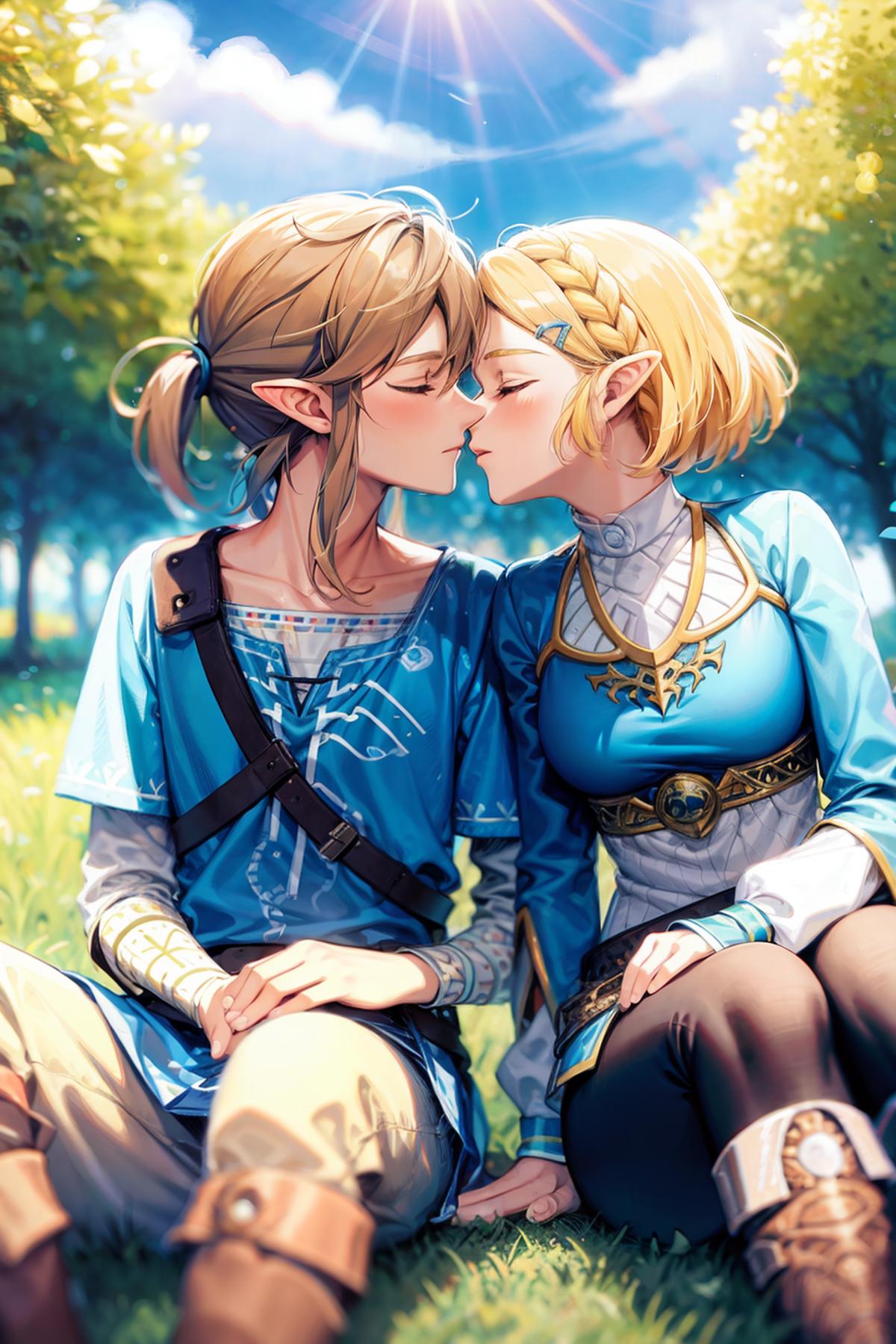 link x zelda in 1 pic 林克 x 塞尔达 双人同图 image by kozue