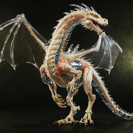 A transparent dragon its insides are visible through transparent skin, fullbody,
High quality, high resolution, 8K, 