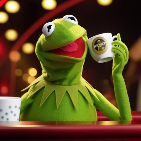 Kermit1024,a muppet frog, drink tea in a stripclub, neon lights , highly detailed, photography, ultra sharp, film, bokeh, professional, 4k  <lora:add-detail-xl:1.5>   <lora:Kermit1024:0.8>