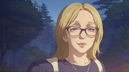 a woman with glasses and a t - shirt on, anime style,anime,Japanese,Japan,Manga,MAPPA,graphic designs,digital painting,fantasy,High-Quality Artwork,Artwork,Art style,cartoon, ray tracing, depth of field,