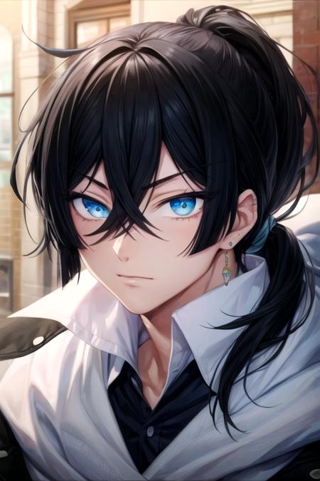 vanitas_no_karte black hair blue eyes ponytail