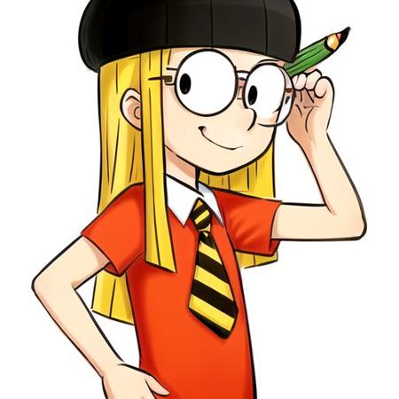 Penny_crayon glasses blonde_hair beret