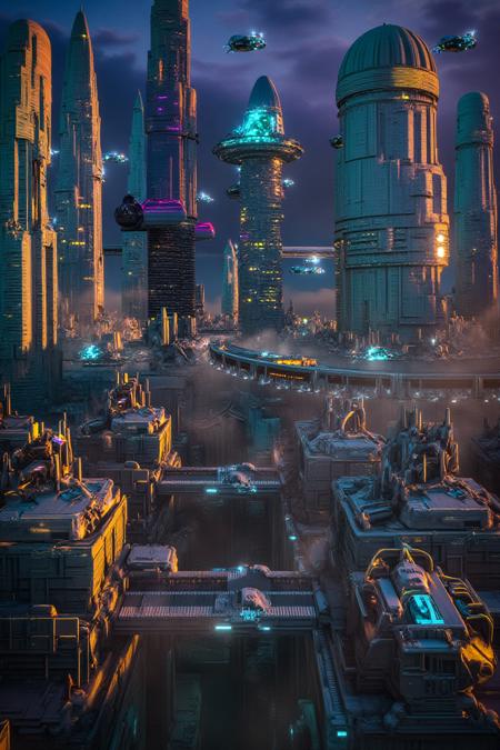 Neo Dystopian Grid cityscape
