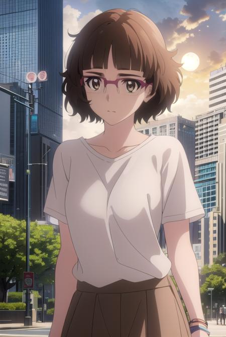 recreatorsmarine, <lora:recreators marine s1-lora-nochekaiser:1>,
marine, short hair, brown hair, (brown eyes:1.3), glasses, mole, mole under eye, bangs, blunt bangs,
BREAK skirt, shirt, white shirt, short sleeves, pink skirt, collarbone,
BREAK outdoor, city, night, sky, buildings, moon, clouds,
BREAK looking at viewer, (cowboy shot:1.5),
BREAK <lyco:GoodHands-beta2:1>, (masterpiece:1.2), best quality, high resolution, unity 8k wallpaper, (illustration:0.8), (beautiful detailed eyes:1.6), extremely detailed face, perfect lighting, extremely detailed CG, (perfect hands, perfect anatomy),