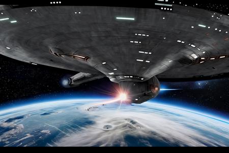 <lora:Enterprise_02:0.99> , (uss_enterprise ship)  earth in the background ( star wars) silhouette by the sun, (intricate details:1.12), hdr, (intricate details, hyperdetailed:1.15), (natural skin texture, hyperrealism, soft light, sharp:1.2), game art, key visual, surreal
