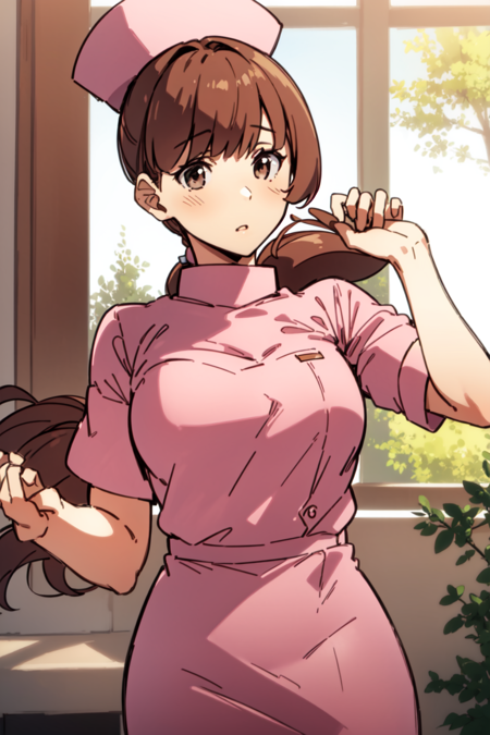 bwnurse, nurse, nurse cap, ponytail