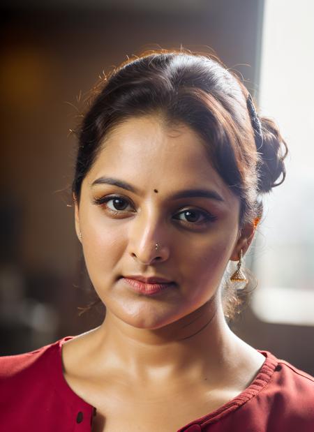 portrait of skswoman, proud , wearing skirt , with Updo , background prison epic (photo, studio lighting, hard light, sony a7, 50 mm, matte skin, pores, colors, hyperdetailed, hyperrealistic), <lyco:Manju Warrier:1.0>