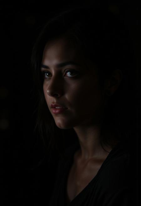 zavy-drkcnmtc, extremely dark, nearly black scene of a mysterious gorgeous sexy seductive Queen, evil person, evil spirits around her, dark room, god rays, volumetric lighting, bright red eyes, white teeth, red lipstick